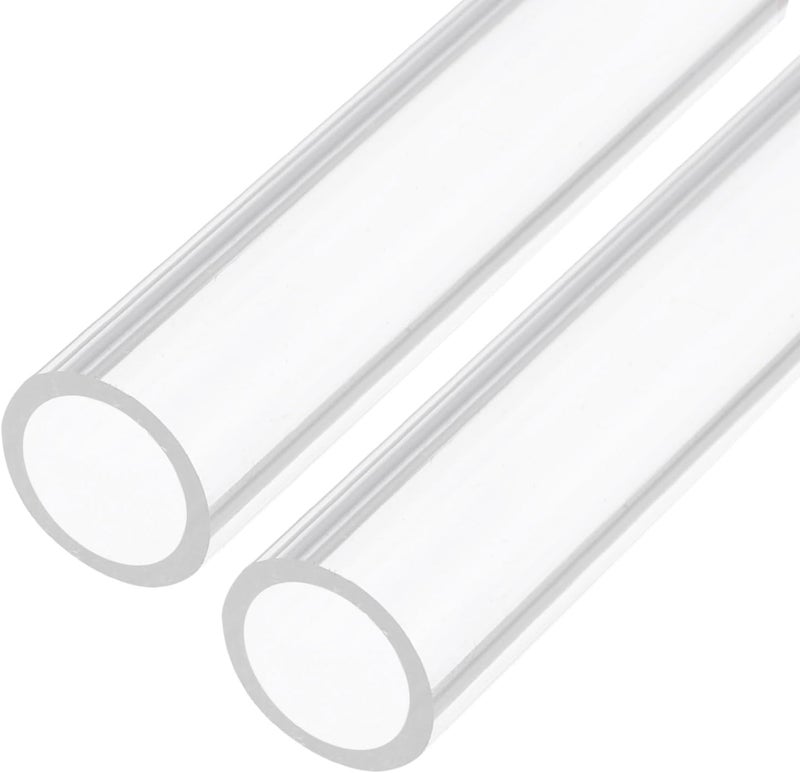 Rebower 14" Clear Plastic Rigid Pipe 11mm ID x 15mm OD (0.4" ID x 0.6" OD) Acrylic Round Polycarbonate Tubing, [for Plumbing, Hydraulics, Aquarium] - 2Pcs - Image 1